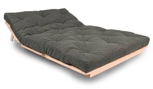 Náhled Futon Layti 140, impregnovaný lněným olejem, šedý