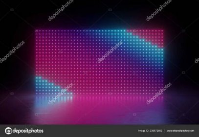 Render Abstract Background Glowing Dots Screen Pixels Neon Lights Virtual