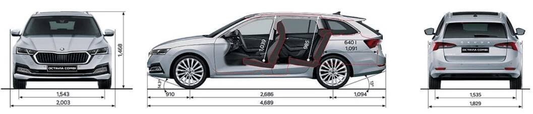 Rozměry vozu Škoda Octavia Combi