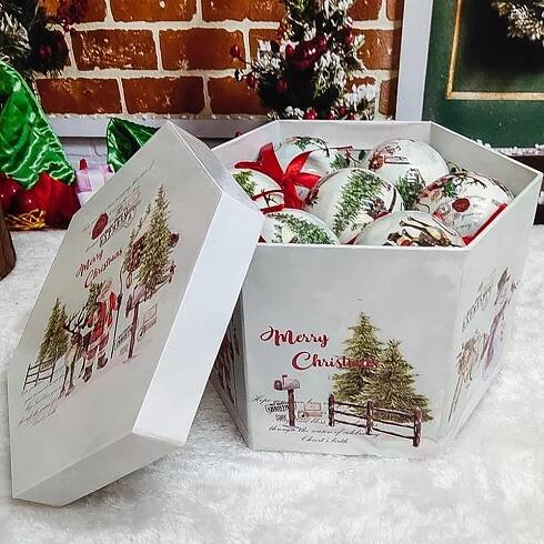 14 ks krabička Vánoční vánoční stromeček závěsné koule ozdoby Navidad novoroční koule cetka pro DIY vánoční ozdoby koule s pásky Dětský dárek – koupit za nízké ceny na marketplace Joom