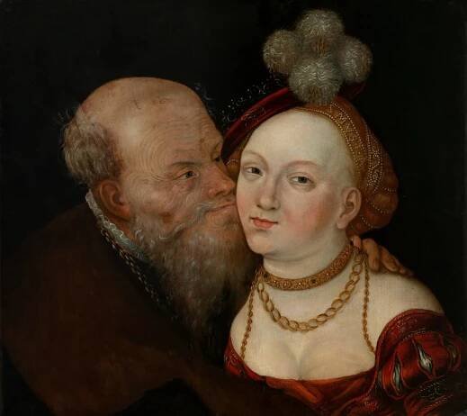 Lucas Cranach st. - kopie - Nerovný pár (Starý pošetilec)