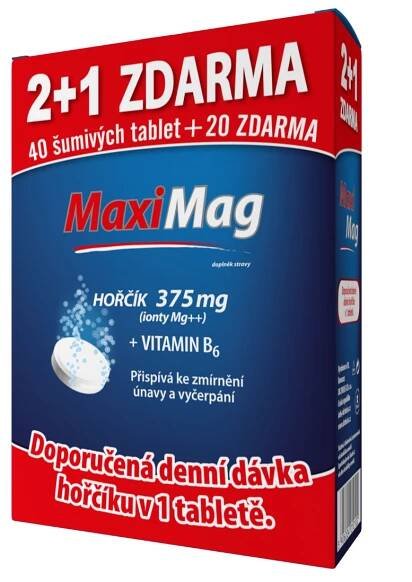 Zdrovit MaxiMag Hořčík 375 mg + B6 3x20 šumivých tablet 2+1 zdarma