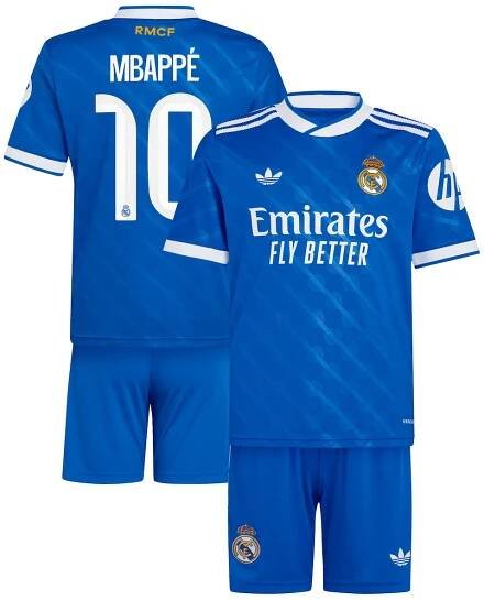 Real Madrid adidas Third Youthkit 2025-26 with Mbappé 10 printing