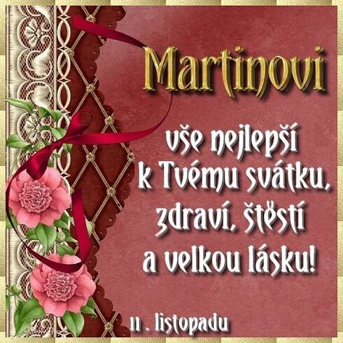 a card with the words martinovi on it and flowers in red, white and gold