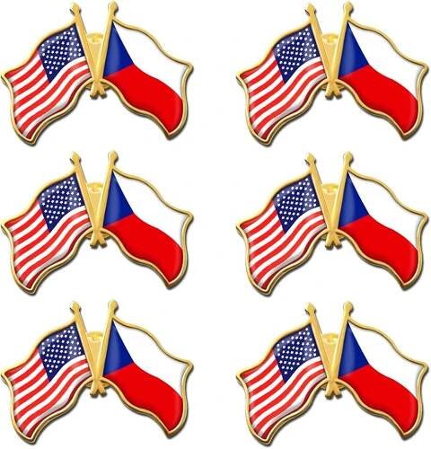 6/12/50/100 Pack -American Czech Friendship Flag Pins Bulk -1.4” Metal US USA Czechia Lapel Pins Badge Button Souvenir