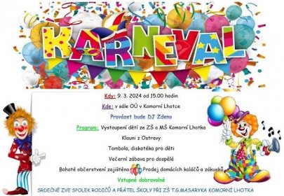 Pozvání na dětský karneval | Obec Komorní Lhotka