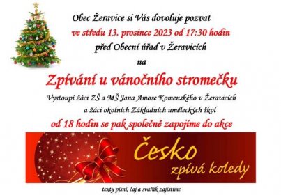 Pozvánka na Zpívání u vánočního stromečku a Česko zpívá koledy