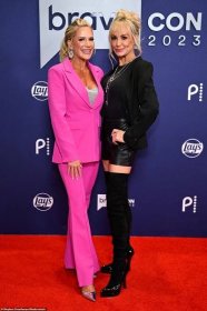 Cheerful: Jennifer Pedranti turned heads wearing a hot pink suit as well as a glittering silver top underneath and joined Taylor Armstrong who showed off her sense of style