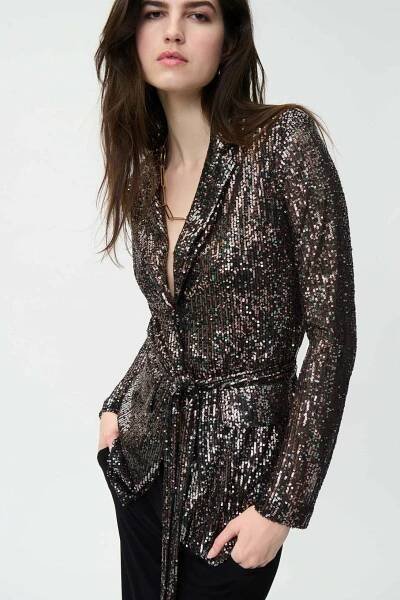 Joseph Ribkoff 224263 Black/Multi Sequin Jacket - Gertrude Fashions