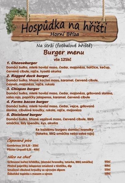 Nové menu v Hospůdce Na hřišti v Horní Bříze :: Kultura v Horní Bříze