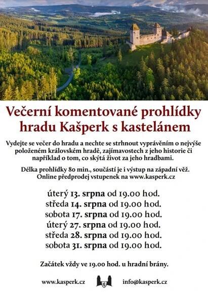 Večerní komentované prohlídky hradu Kašperk s kastelánem