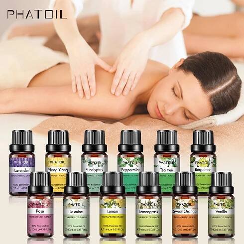 PHATOIL 10ML Levandule Eukalyptus Vanilka Tea Tree Citron Čistý esenciální olej Přírodní rostlinná terapie Aromaterapie Difuzér Zvlhčovací masáž