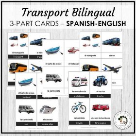 El transporte - Transport Vocabulary 3 Part Cards - Bilingual - Spanish 3 part cards.