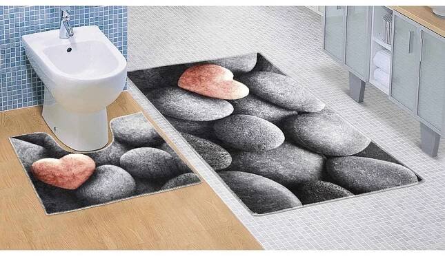 Kvalitex 3D koupelnová a WC předložka s výkrojen 60 x 100, 60 x 50 cm 3D tmavé kameny od 445 Kč