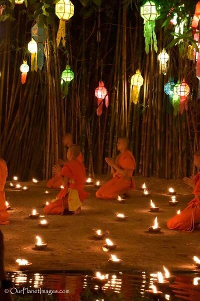 Lantern Festival Ceremony at Wat Phan Tao, Chiang Mai Thailand