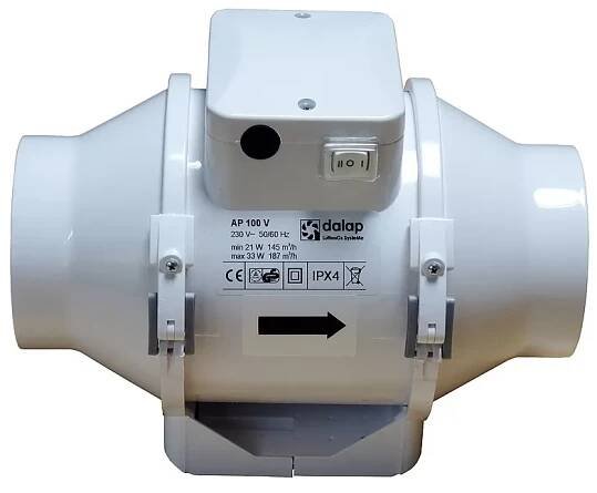 Potrubní ventilátor s přepínačem rychlosti Dalap AP 100