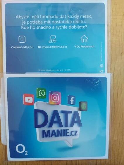 O2 Datová SIM karta 100GB / DATAMANIE / NOVÁ / aktivace do12/2023