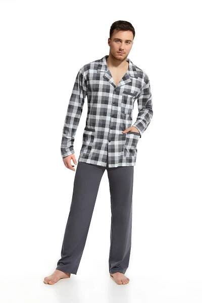 Pyžamo Cornette 114 dlouhé/r 3XL-5XL pánské rozepínací šedá 5XL