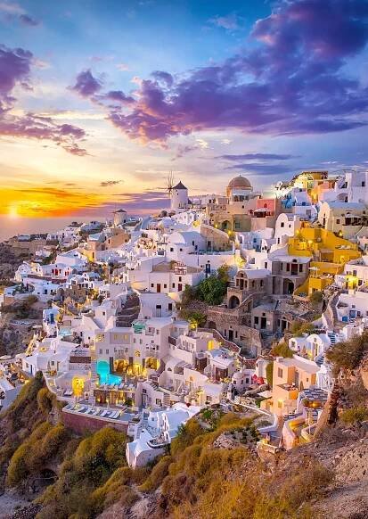 Puzzle Západ slunce nad Santorini, Řecko, 1 000 dílků