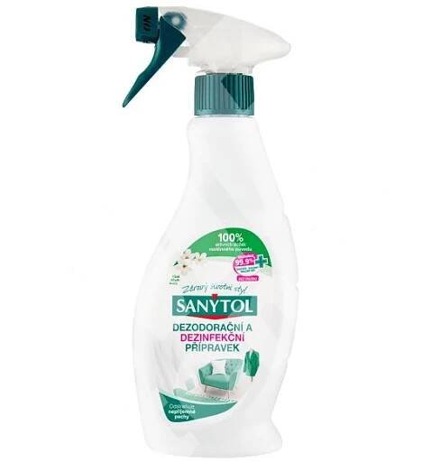 Pohlcovač pachů a dezinfekční přípravek na tkaniny Sanytol, bílé květy, 500ml