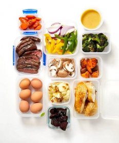 meal prep ingredients in containers