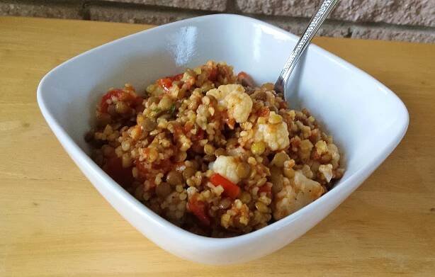 Lentil and Bulgur Bowl with Lemon Tomato Sauce - A Cookable Feast