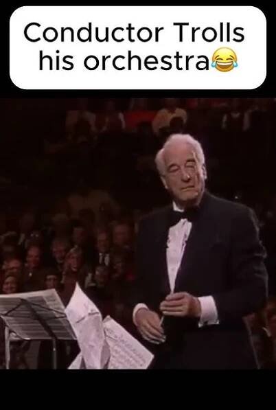 Victor Borge TROLLS his orchestra during a concert