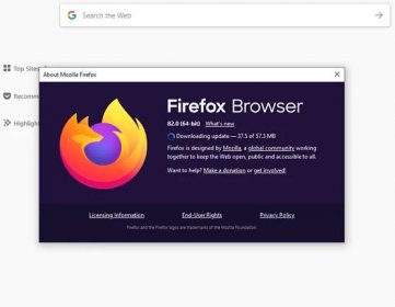 The Firefox browser window notifying user that updates are downloading.