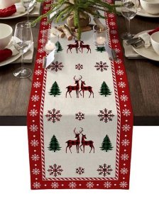 Vánoční stůl Runner Linen Červený kostkovaný Party Kuchyňský stůl Dekorace Dlouhý ubrus