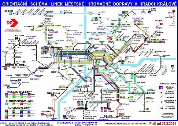 MHD Hradec Králové (DPMHK) - Mapa, cena jízdenek a jízdní řády