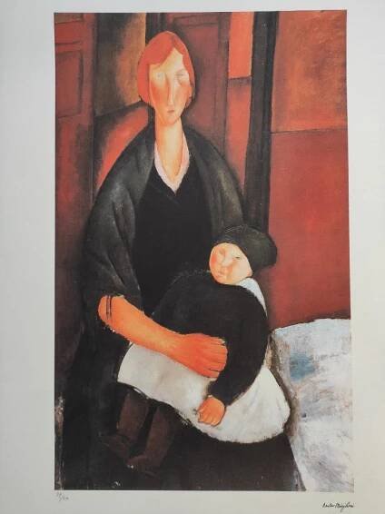 Amedeo Modigliani - MATKA A DÍTĚ - Certifikát, signováno, číslováno - Výtvarné umění