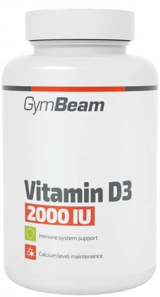 Fotografie GymBeam Vitamin D3 2000 IU 1430 g- bez příchut 120 kapslí