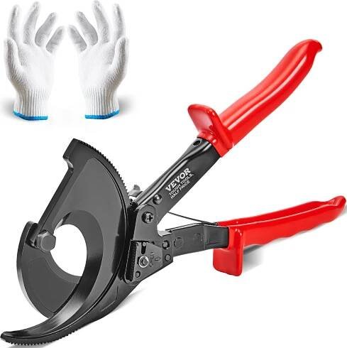 VEVOR Nůžky na kabely Ráčnové kleště na kabelové koncovky 400 mm2 Krimpovací kleště Kabelová oka, 280 mm Ráčnové nůžky na kabely 280 x 143 x 35 mm Ráčnové nůžky na dráty Ruční Přenosné, s rukavicemi Měď, hliník