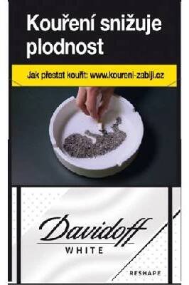 Kartonové balení cigarety s filtrem tvrdá krabička Davidoff Reshape White kolek R 165 Kč 10x20 ks