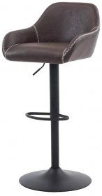 Barová židle hnědá látka v dekoru vintage kůže, chromová podnož AUB-716 BR3