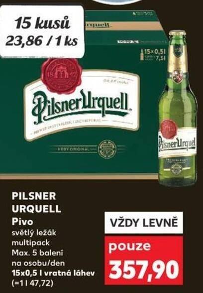 PILSNER URQUELL Pivo nabídky v Kaufland