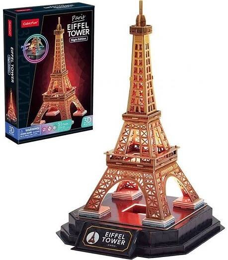 CubicFun 3D puzzle s LED Noční edice Eiffelova věž 51 dílků