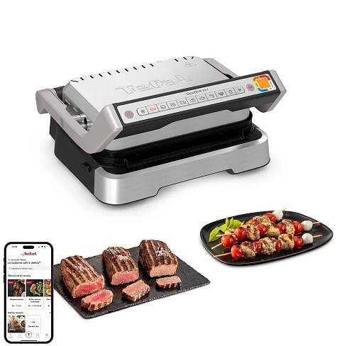 Elektrický gril Tefal OptiGrill 2v1 Inox GC772D30 Stříbrný/Černý