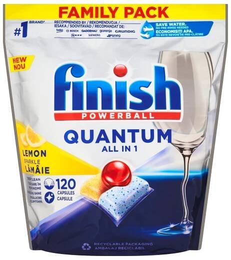 Finish Quantum All in 1 kapsle do myčky nádobí Lemon Sparkle 120 ks