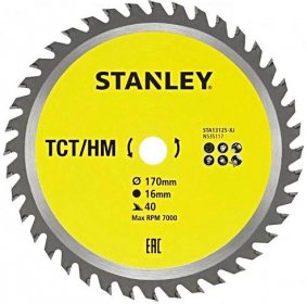 STANLEY STA13125 170x16mm (40Z) TCT/HM pilový kotouč na dřevo