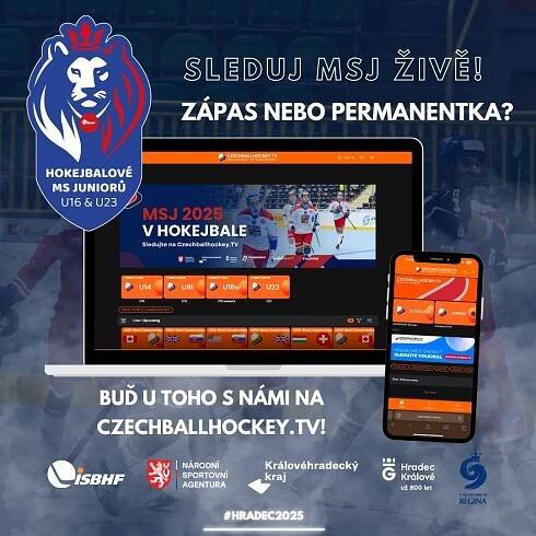 Informace o streamování zápasů z Mistrovství světa juniorů 2025 | RSHb Čechy Východ