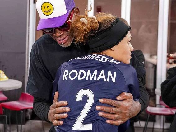 Trinity Rodman (2) with her father, basketball legend Dennis Rodman