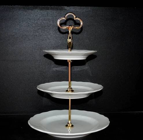 Etažér 3 patrový bílý - Český porcelán | Porcelán, sklo, lustry, nože, šperky - Verner a syn