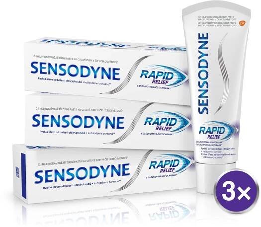 Sensodyne Zubní pasta pro citlivé zuby Rapid 3 x 75 ml