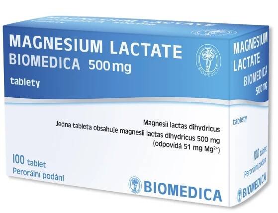 MAGNESIUM LACTATE BIOMEDICA 500MG neobalené tablety 100 - skladem