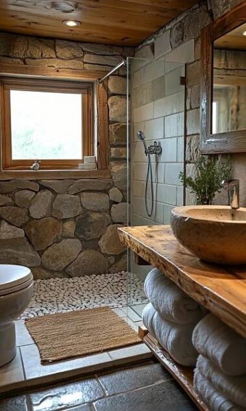 2.4M views · 38K reactions | Idea de baño en casa de campo | By Baños | Facebook in 2025 | Rustic bathrooms, Cabin bathrooms, Modern farmhouse bathroom