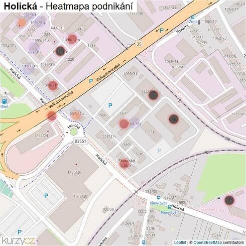 Mapa Holická - Firmy v ulici.