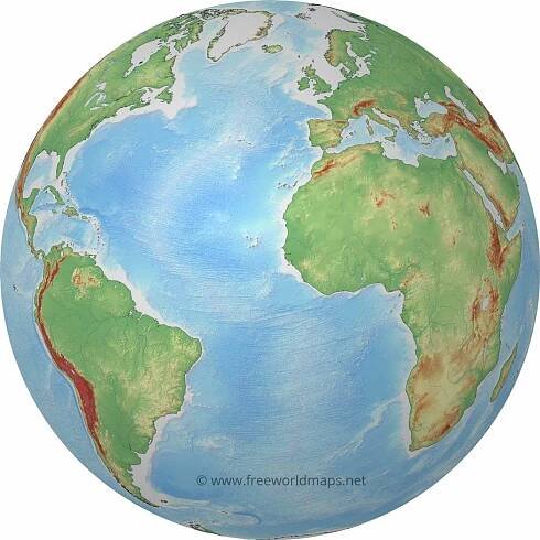 Atlantic Ocean maps and geography and physical features