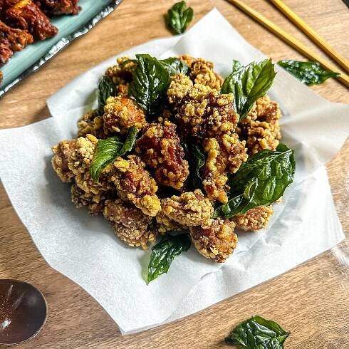 easy crispy Taiwanese popcorn chicken street food at home snack fried chicken asian food recipe