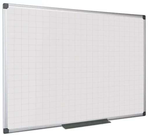 Bi-Office Bílá magnetická popisovací tabule s potiskem, čtverce/rastr, 1200 x 900 mm